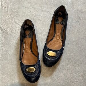 Chloe navy Leather ballet Flats